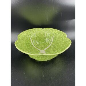 Vintage Olfaire Majolica Porcelain Large Green Cabbage bowl Made in Portugal